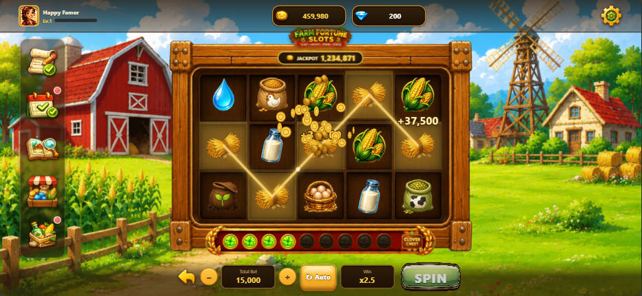 A big slot win paying +37,500 coins